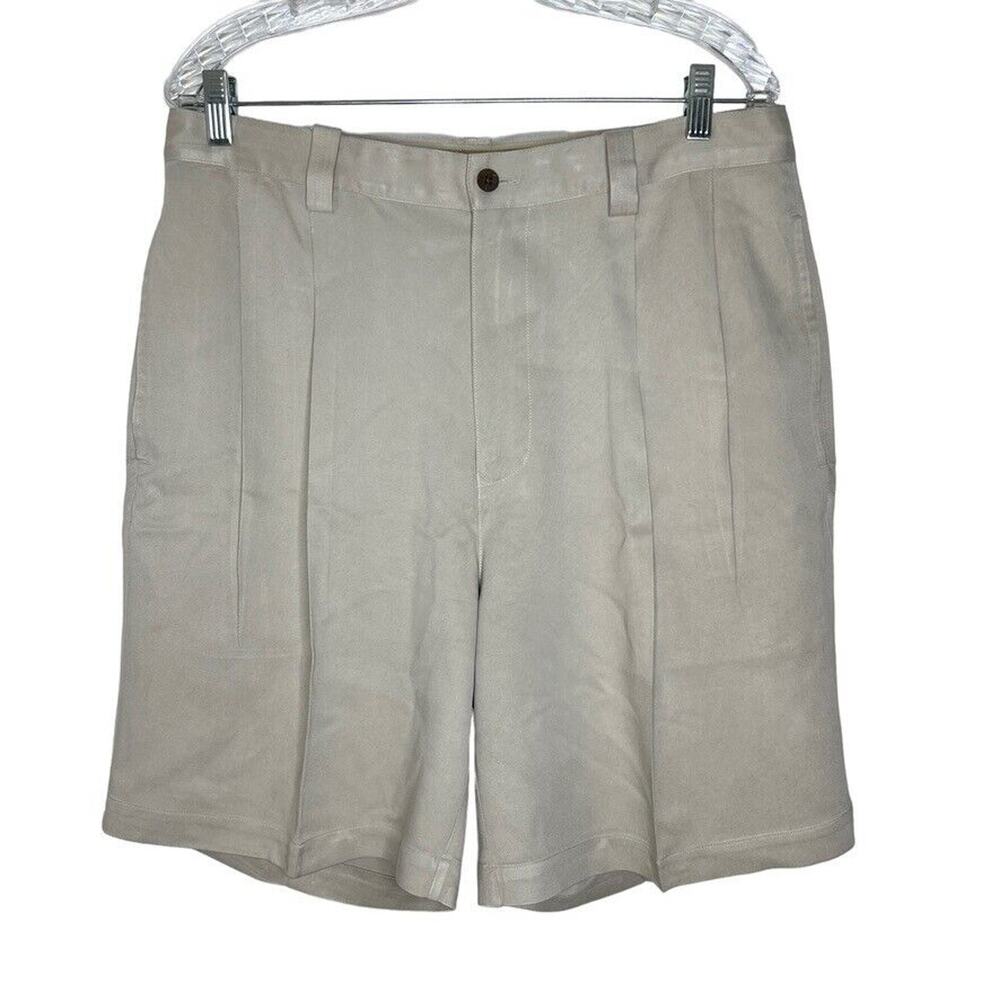 Tommy Bahama Men's Size 36 Beige 100% Silk Dress Shorts Relaxed Fit Summer